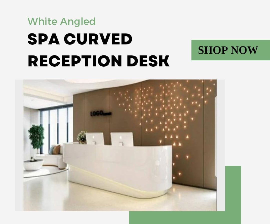 White Angled Spa Curved Reception Desk