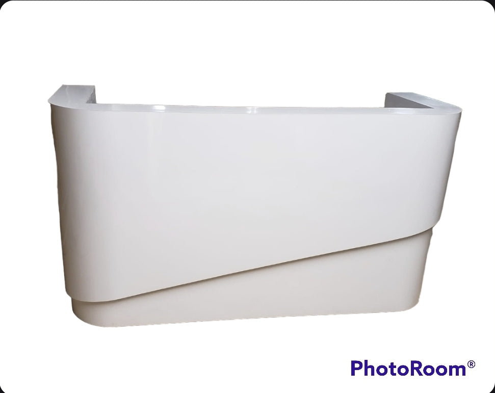 White Angled Spa Curved Reception Desk